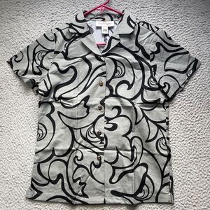 Rix Hawaiian Shirt Adult Size XXS Gray Button Up Aloha Short Sleeve